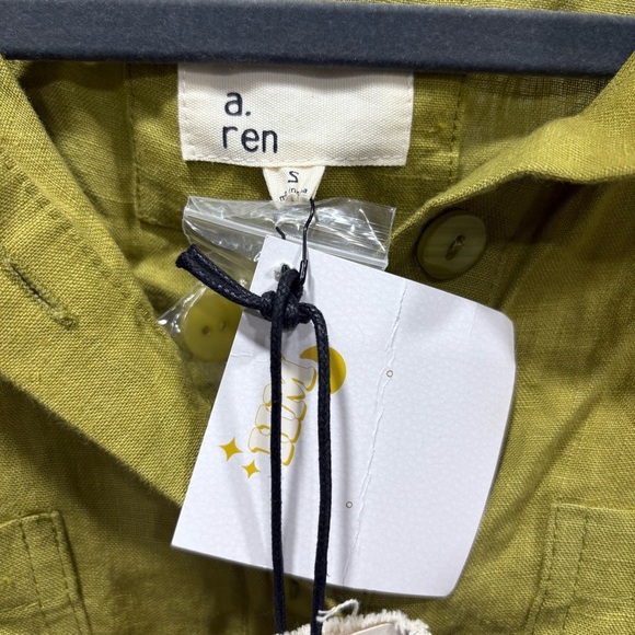 NWT A.REN linen button down long sleeve tunic top - Picture 2 of 5
